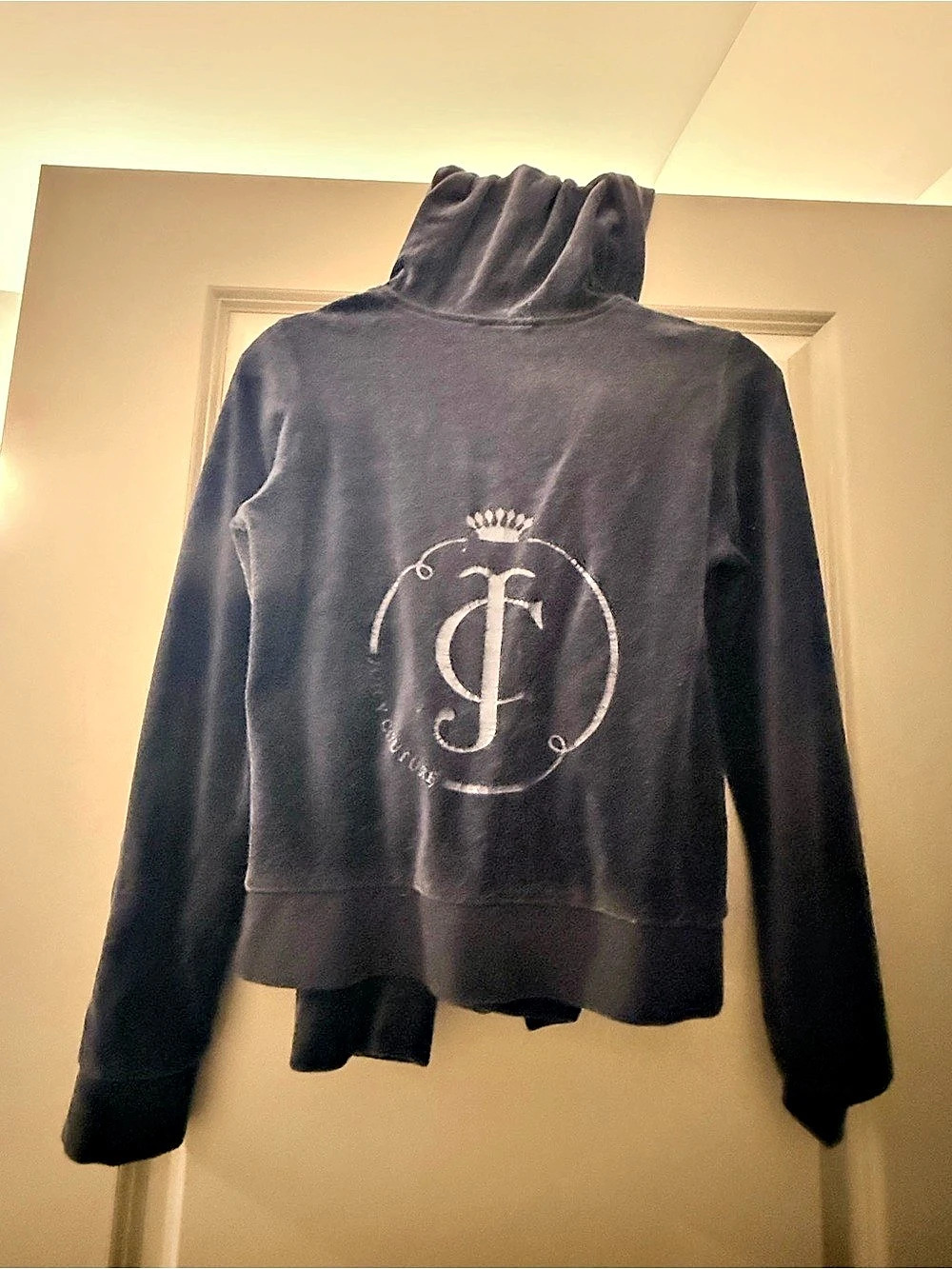 Juicy Couture Velour JC Crest Hoodie and Track Pants Set Blue Small